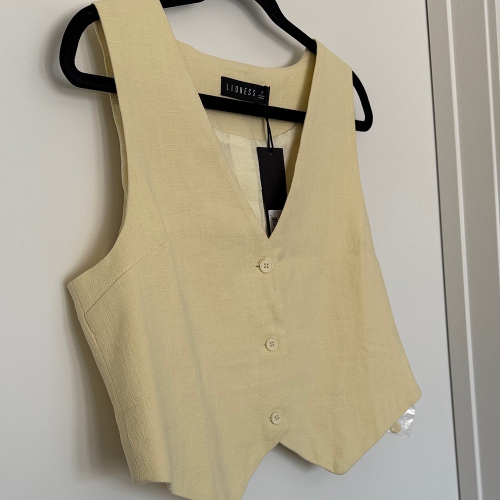 Lioness Women's Butter Yellow Button-Up Vest Top